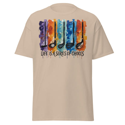 Life is a Series of Choices Golf T-Shirt | Abstract Art Tee - Sand - T-Shirts Online