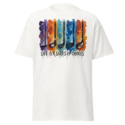 Life is a Series of Choices Golf T-Shirt | Abstract Art Tee - White - T-Shirts Online