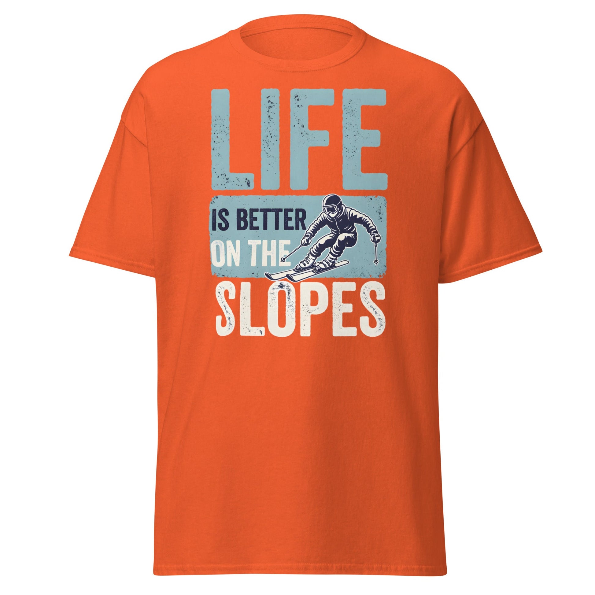 Life Is Better On The Slopes T-Shirt | Vintage Skiing Tee - Orange - T-Shirts Online