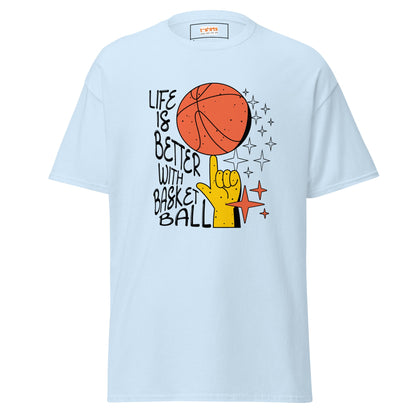 Life is Better with Basketball | Graphic T-Shirt - Light Blue - T-Shirts Online