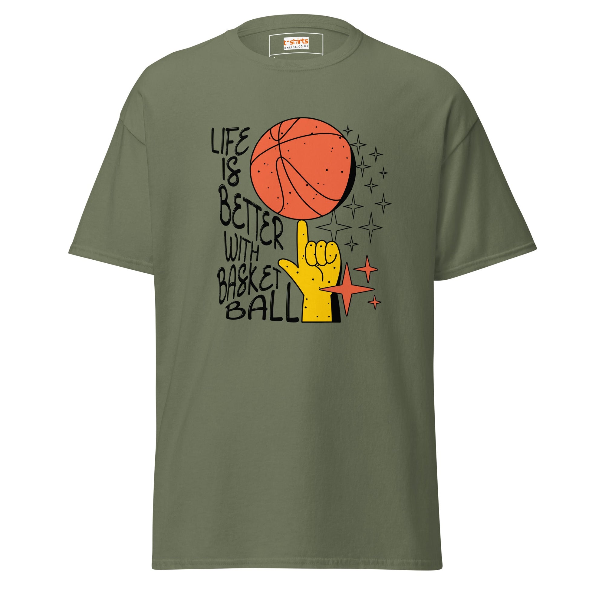 Life is Better with Basketball | Graphic T-Shirt - Military Green - T-Shirts Online