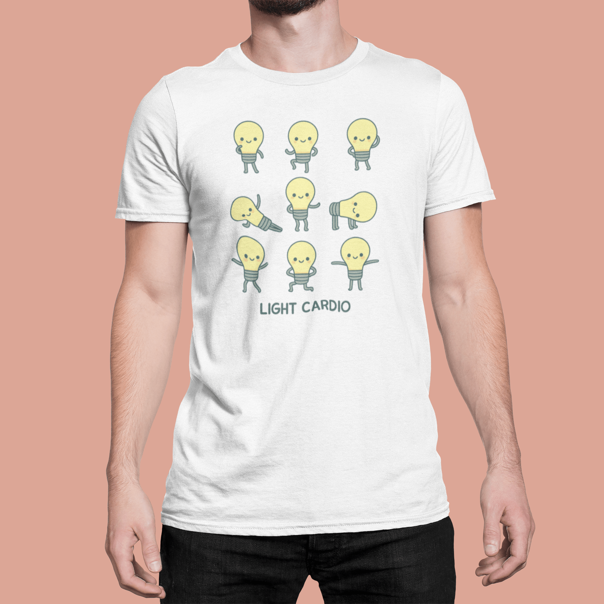Light Cardio T-Shirt – Funny Lightbulb Pun Tee - White - T-Shirts Online