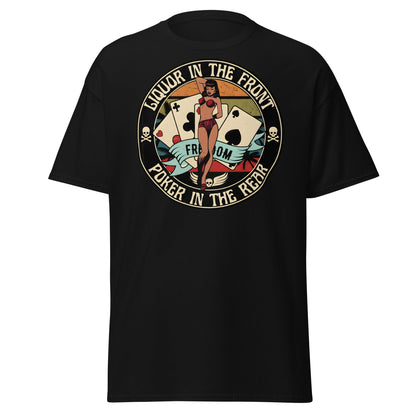 Liquor in the Front Poker in the Rear Pin - Up Tee - Black - T-Shirts Online