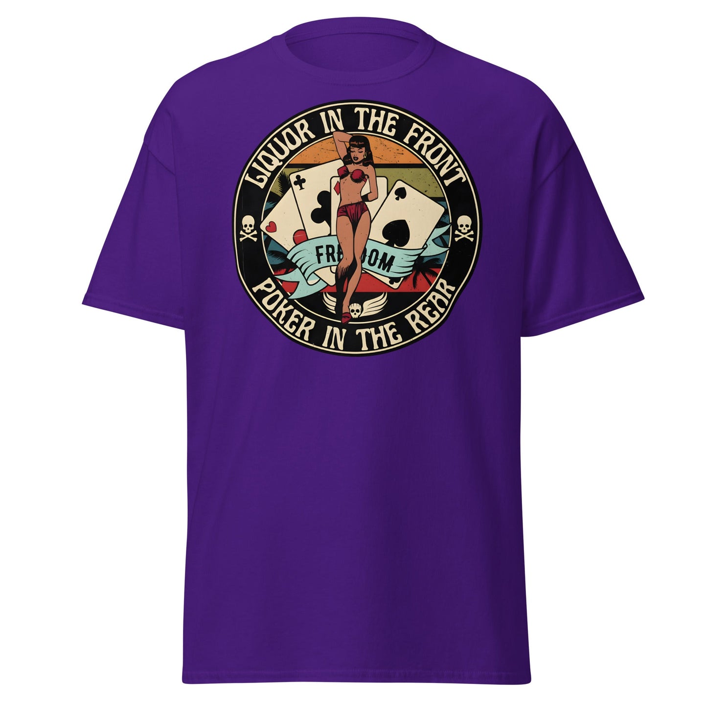 Liquor in the Front Poker in the Rear Pin - Up Tee - Purple - T-Shirts Online