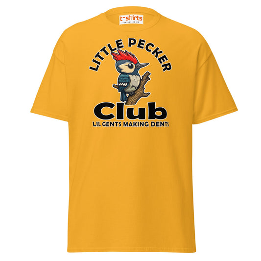 Little Pecker Club T-Shirt - Funny Chicken Adult Humor - Gold - T-Shirts Online