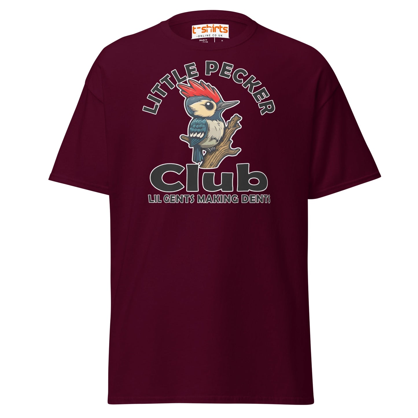 Little Pecker Club T-Shirt - Funny Chicken Adult Humor - Maroon - T-Shirts Online