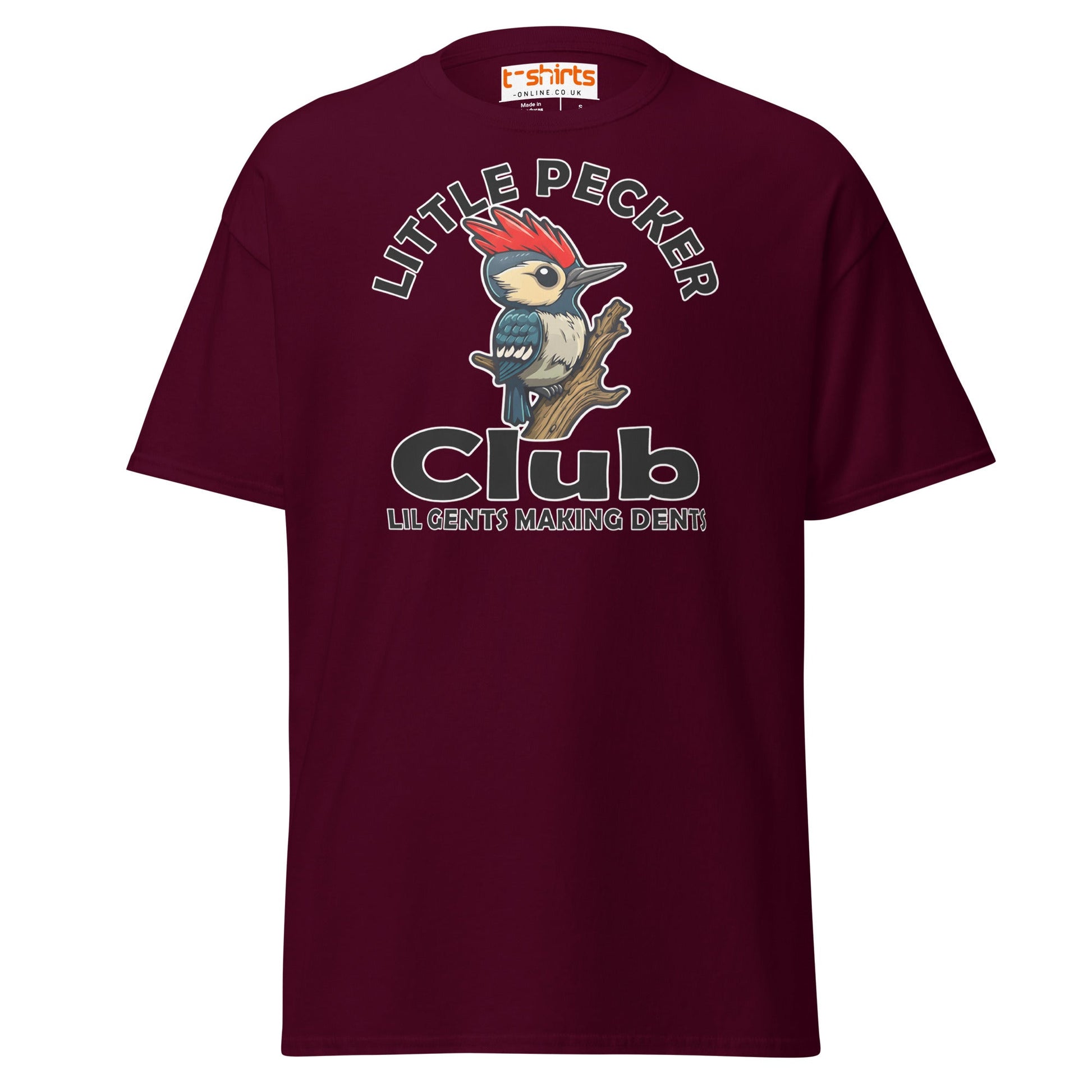 Little Pecker Club T-Shirt - Funny Chicken Adult Humor - Maroon - T-Shirts Online