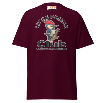 Little Pecker Club T-Shirt - Funny Chicken Adult Humor - Maroon - T-Shirts Online