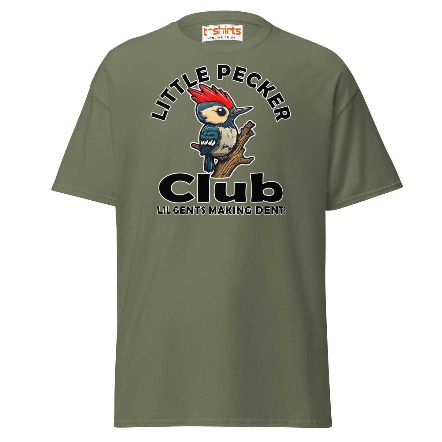 Little Pecker Club T-Shirt - Funny Chicken Adult Humor - Military Green - T-Shirts Online