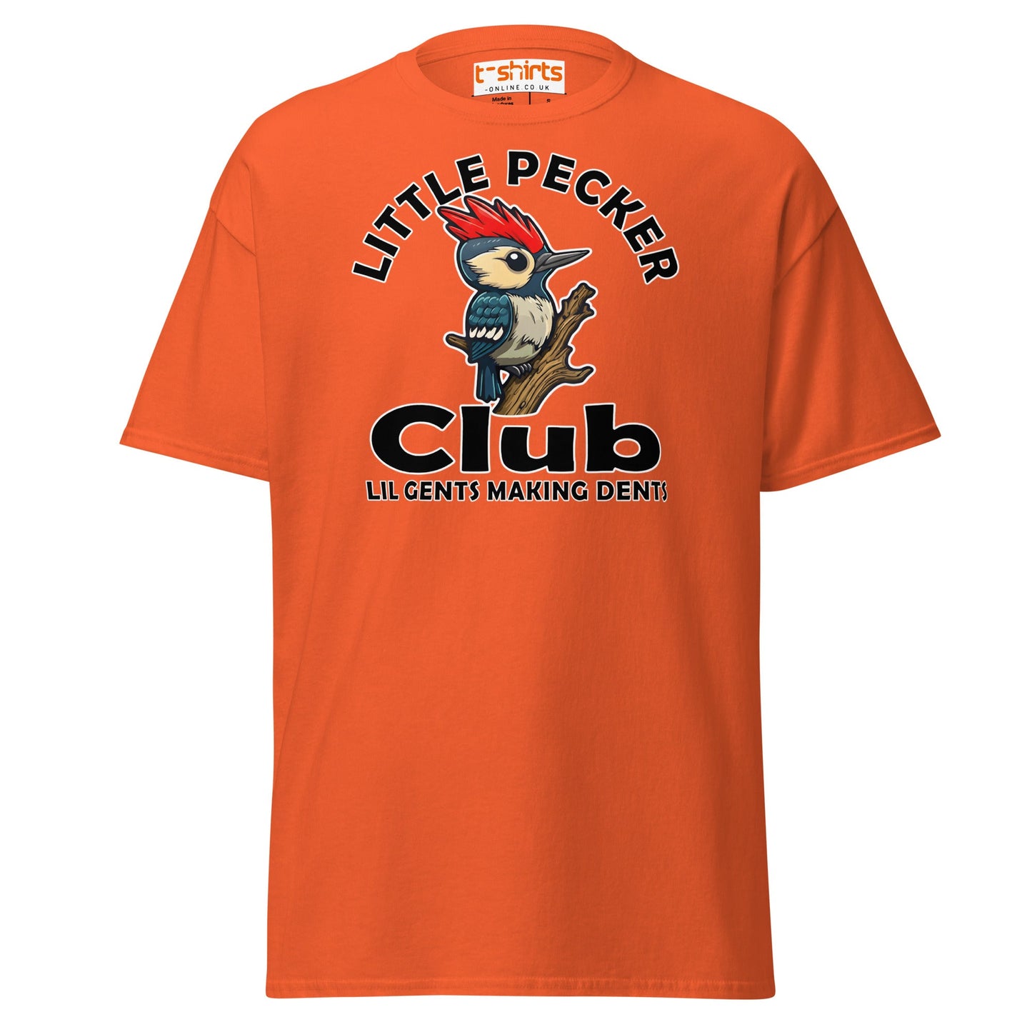 Little Pecker Club T-Shirt - Funny Chicken Adult Humor - Orange - T-Shirts Online