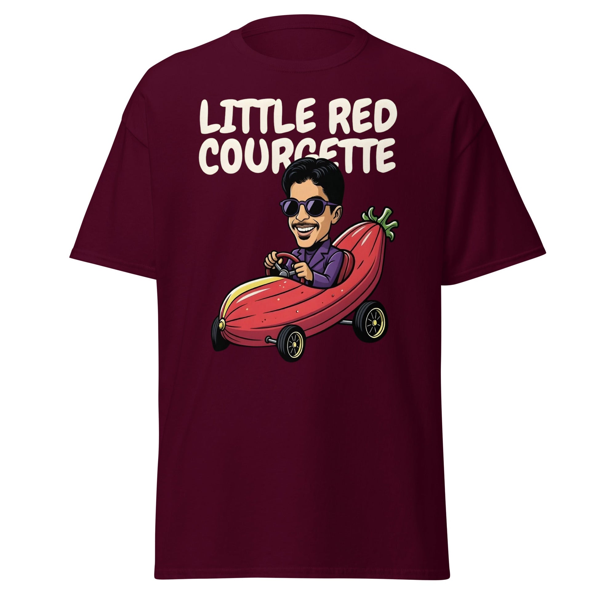 Little Red Courgette T-Shirt | Prince Parody Funny Tee - Maroon - T-Shirts Online
