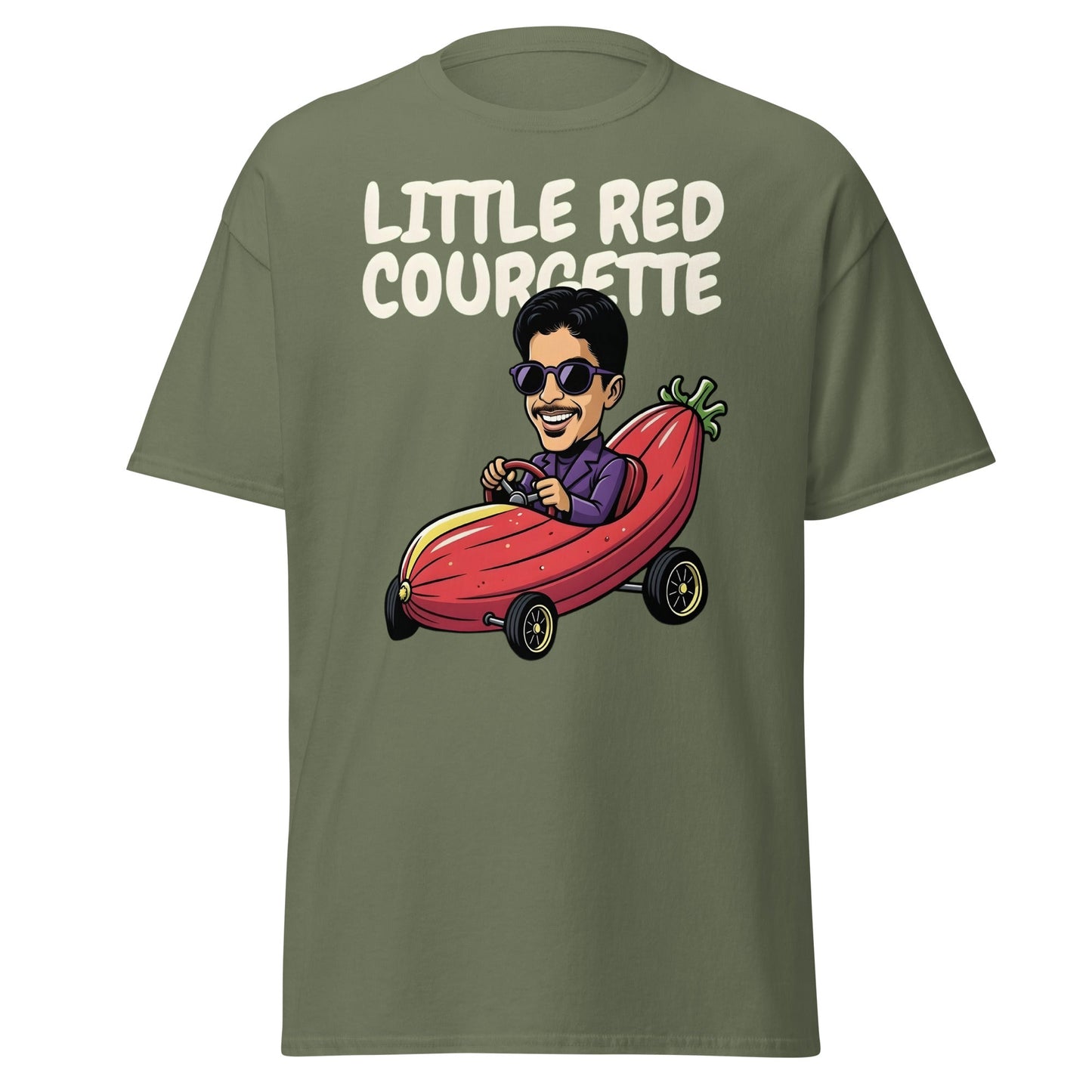 Little Red Courgette T-Shirt | Prince Parody Funny Tee - Military Green - T-Shirts Online