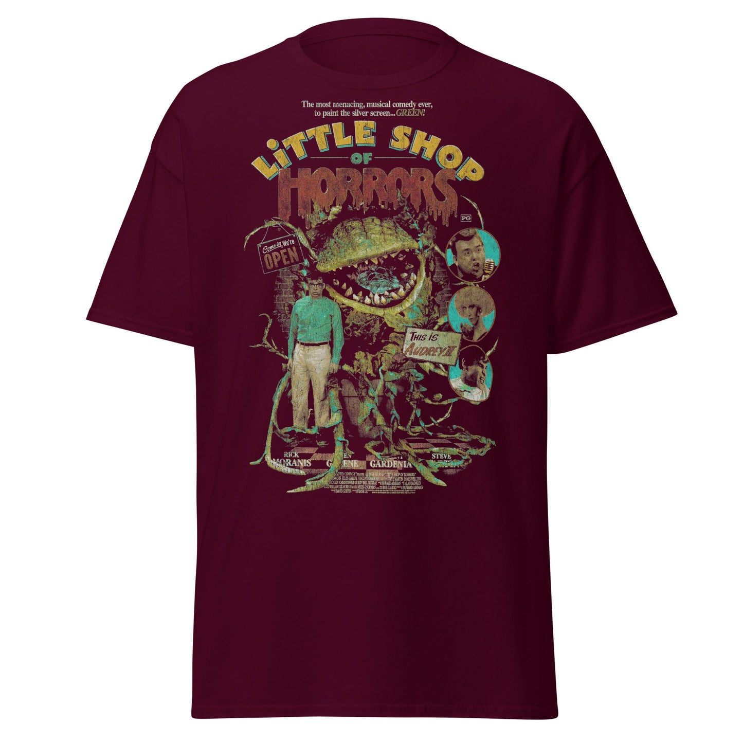 Little Shop of Horrors Audrey II T-Shirt - Mean Green Mother - Maroon - T-Shirts Online