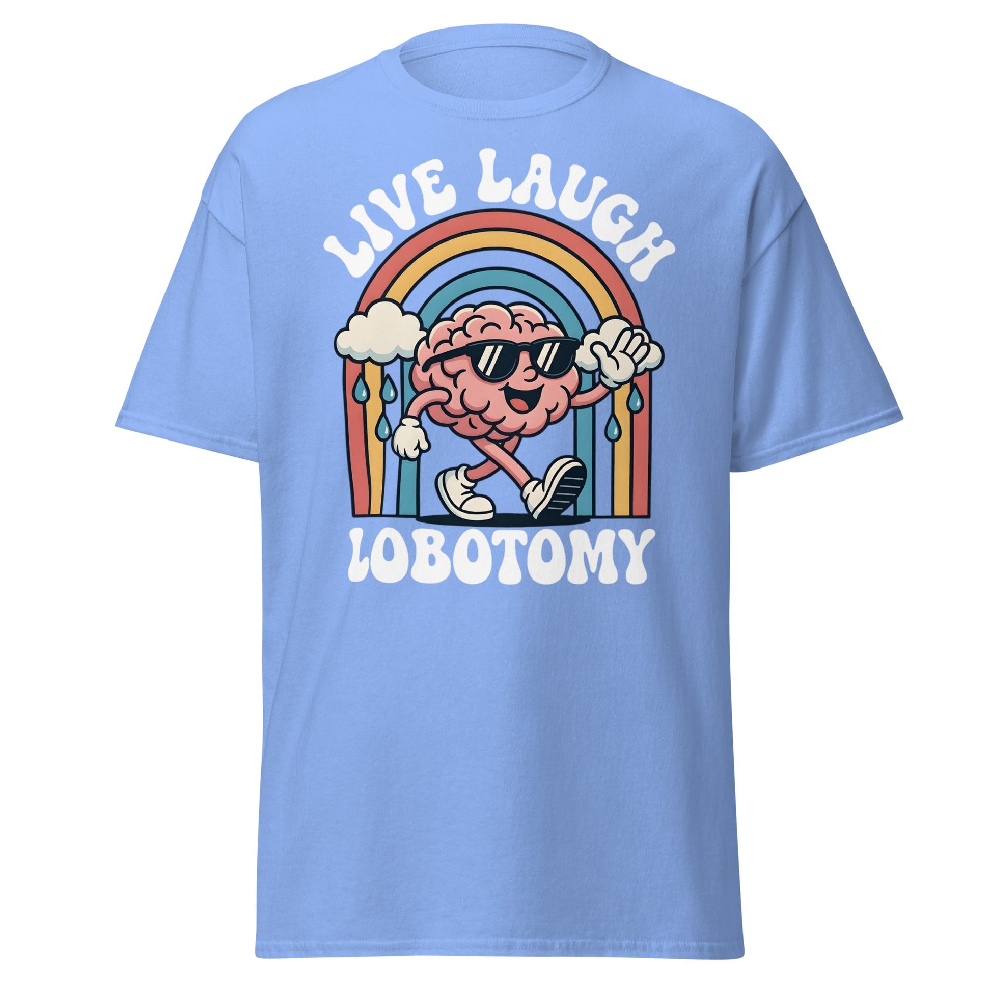 Live Laugh Lobotomy T-Shirt - Retro Funny Mental Health Tee - Carolina Blue - T-Shirts Online