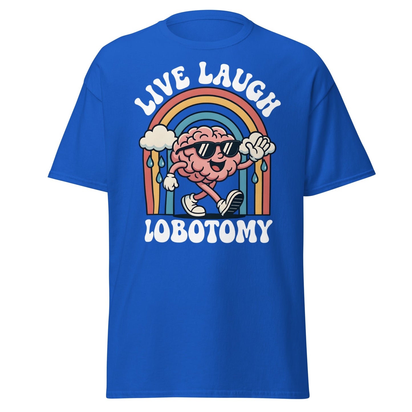 Live Laugh Lobotomy T-Shirt - Retro Funny Mental Health Tee - Royal - T-Shirts Online