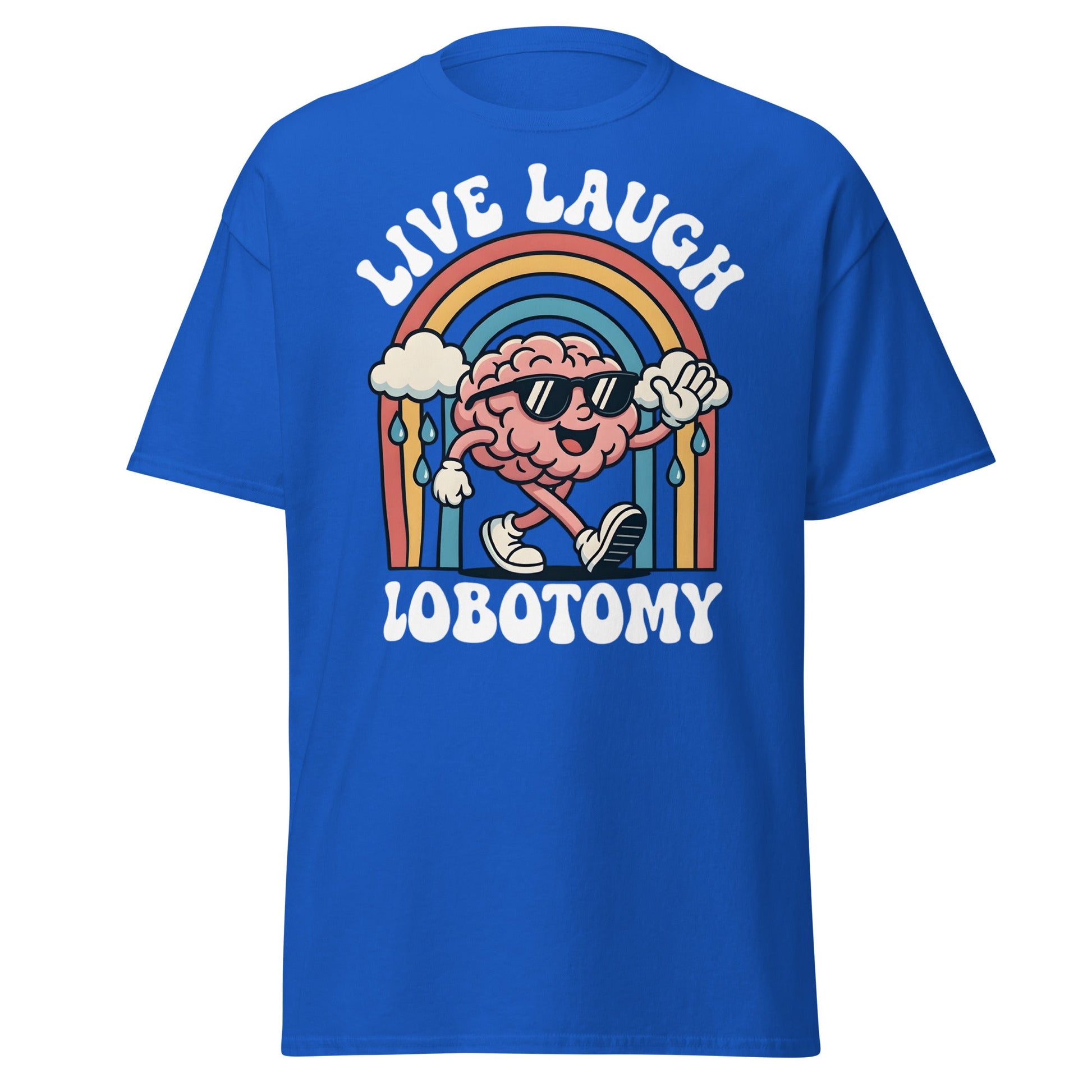 Live Laugh Lobotomy T-Shirt - Retro Funny Mental Health Tee - Royal - T-Shirts Online