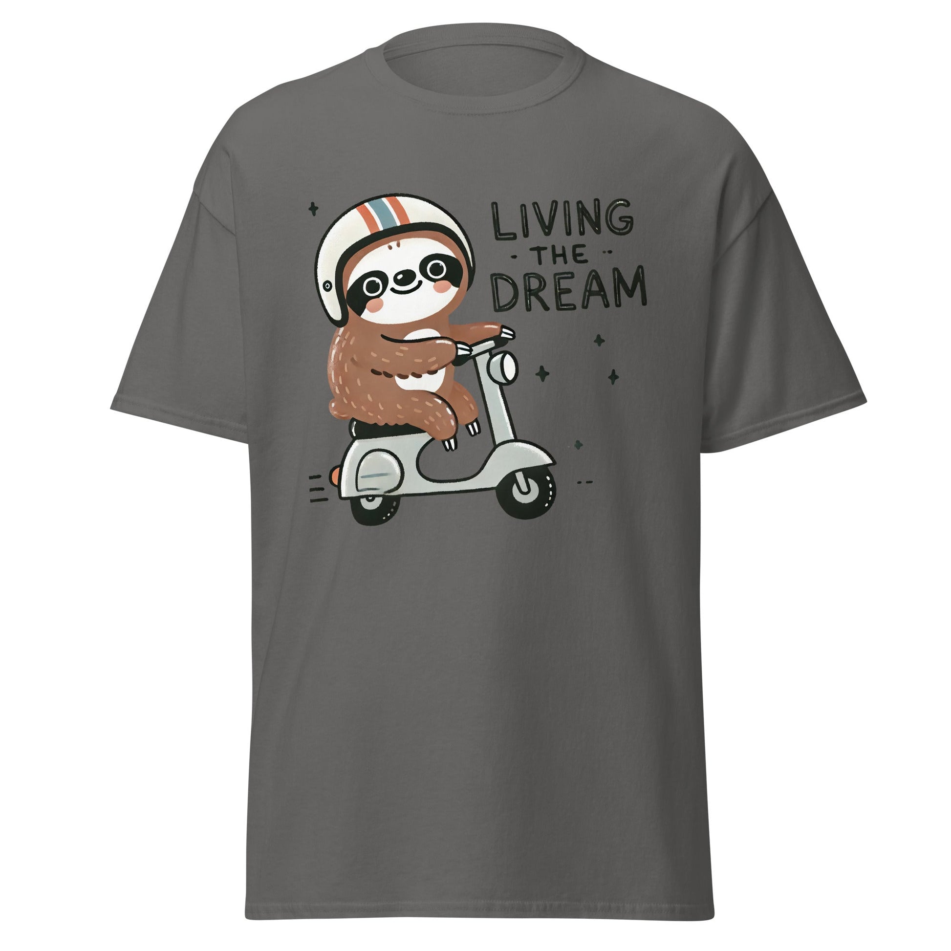 Living the Dream | Sloth T-Shirt - Charcoal - T-Shirts Online
