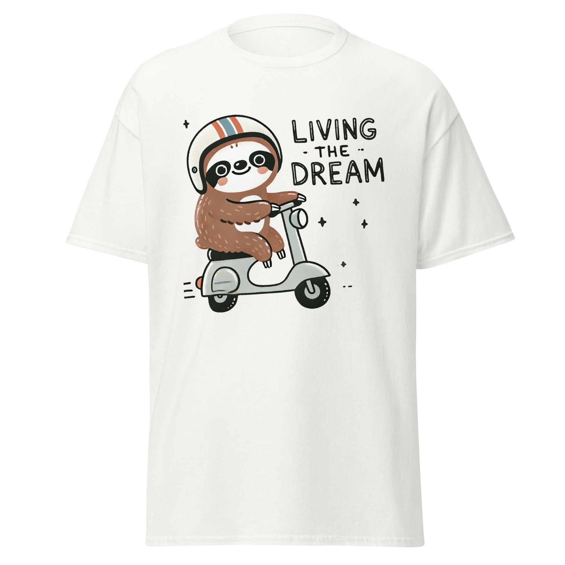 Living the Dream | Sloth T-Shirt - White - T-Shirts Online