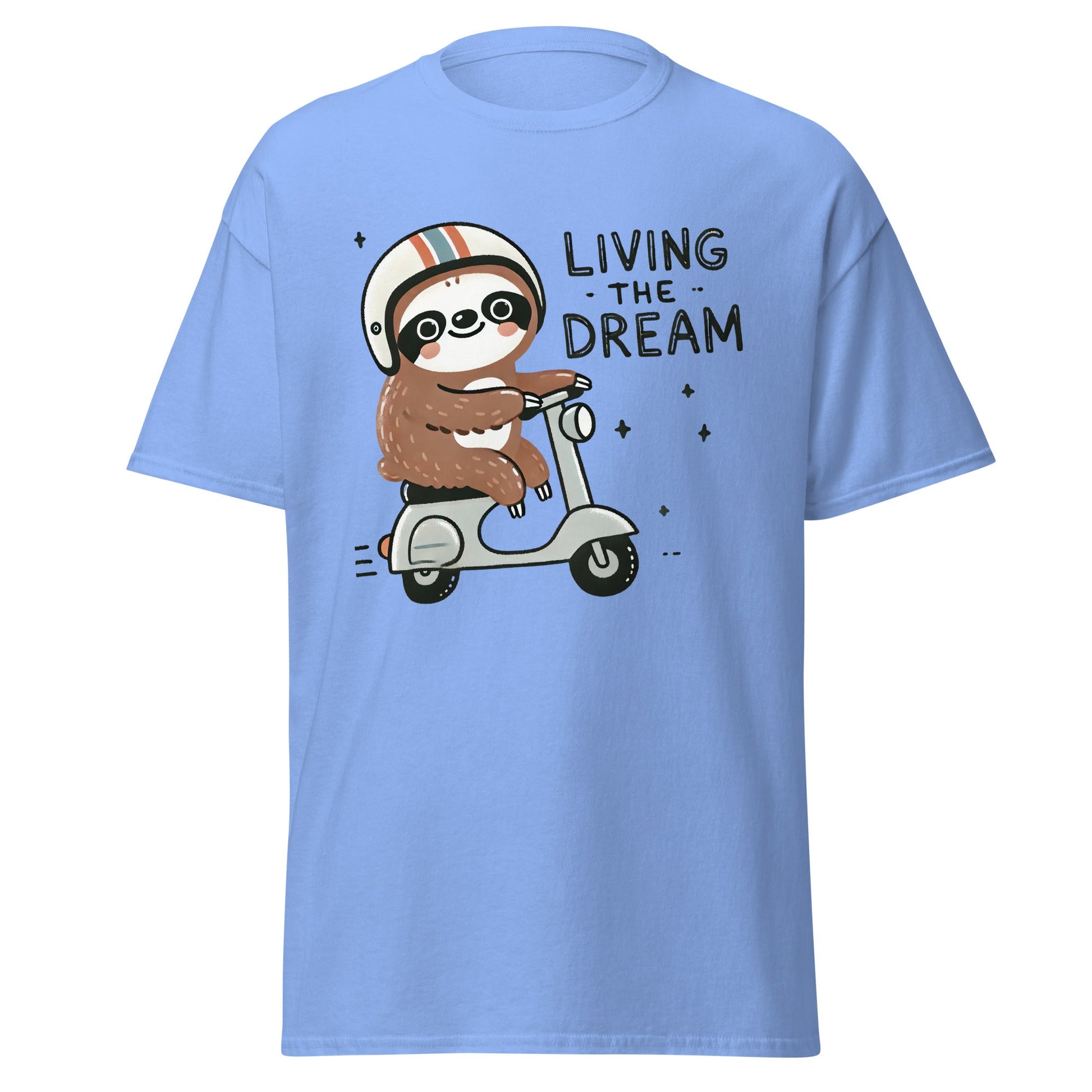 Living the Dream | Sloth T-Shirt - Carolina Blue - T-Shirts Online
