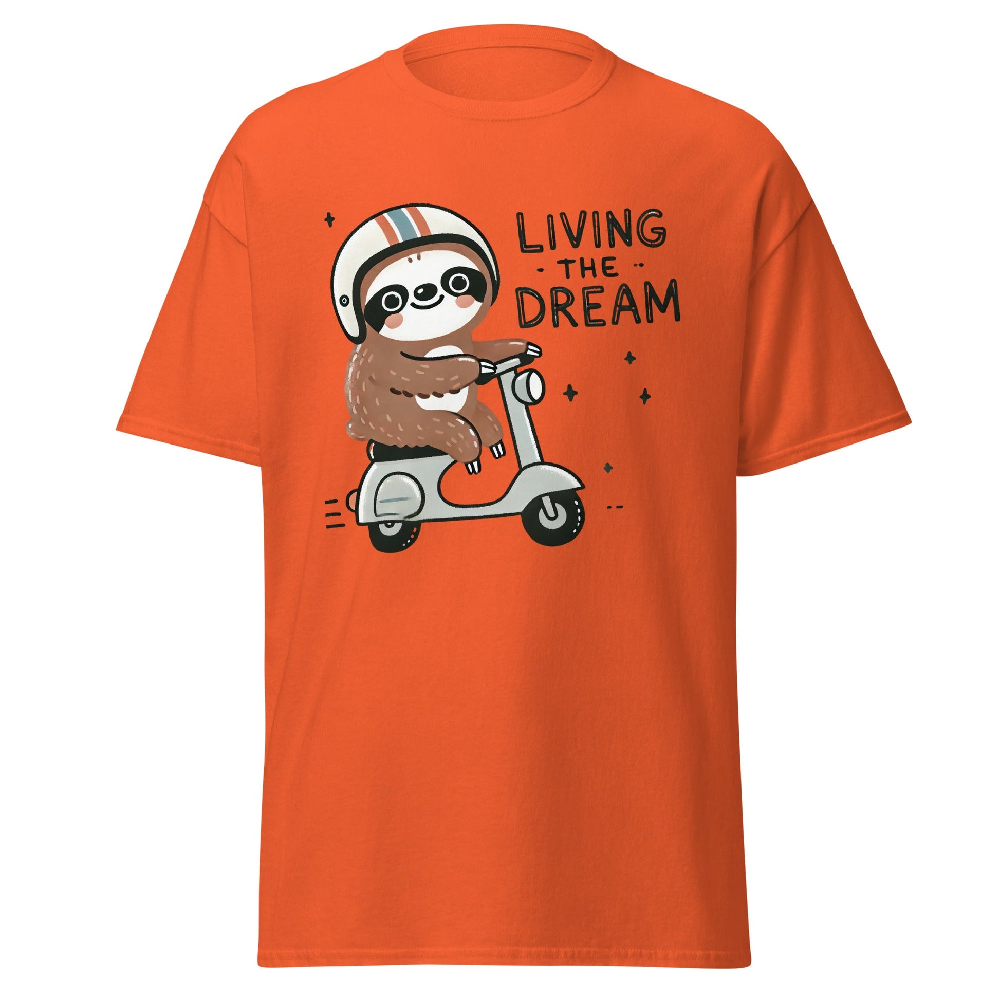 Living the Dream | Sloth T-Shirt - Orange - T-Shirts Online