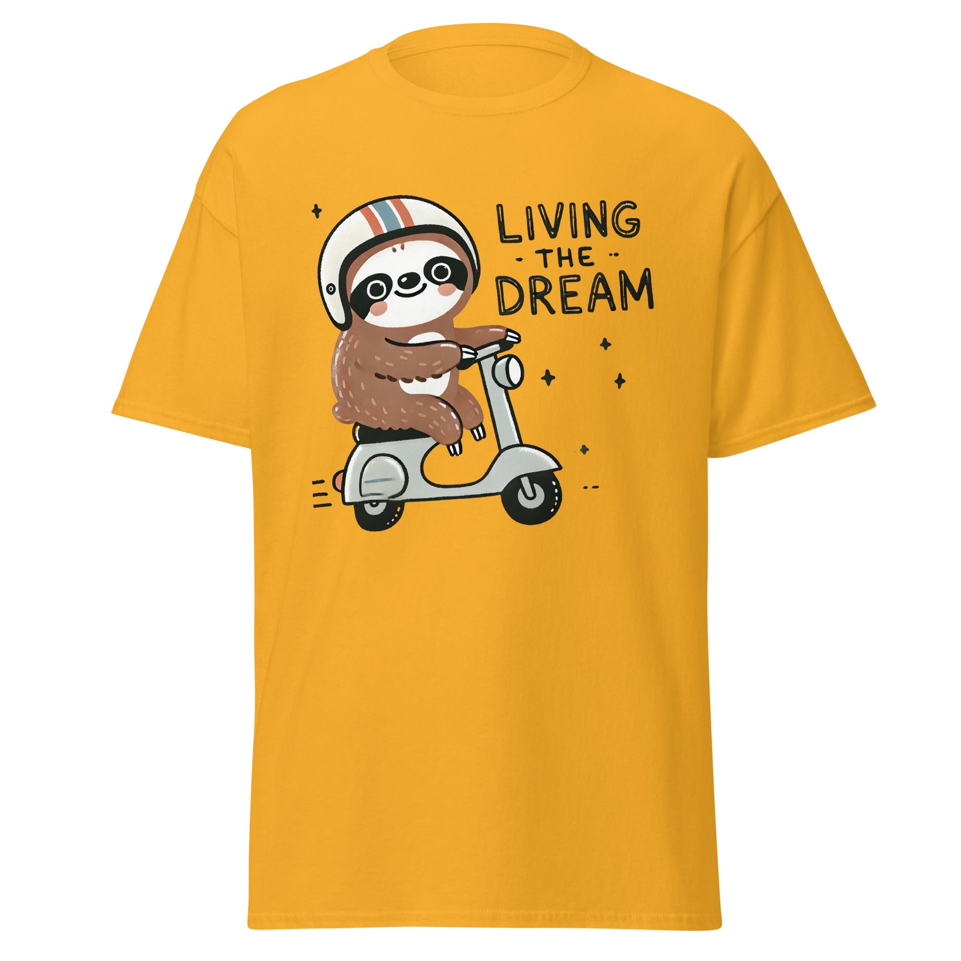 Living the Dream | Sloth T-Shirt - Gold - T-Shirts Online