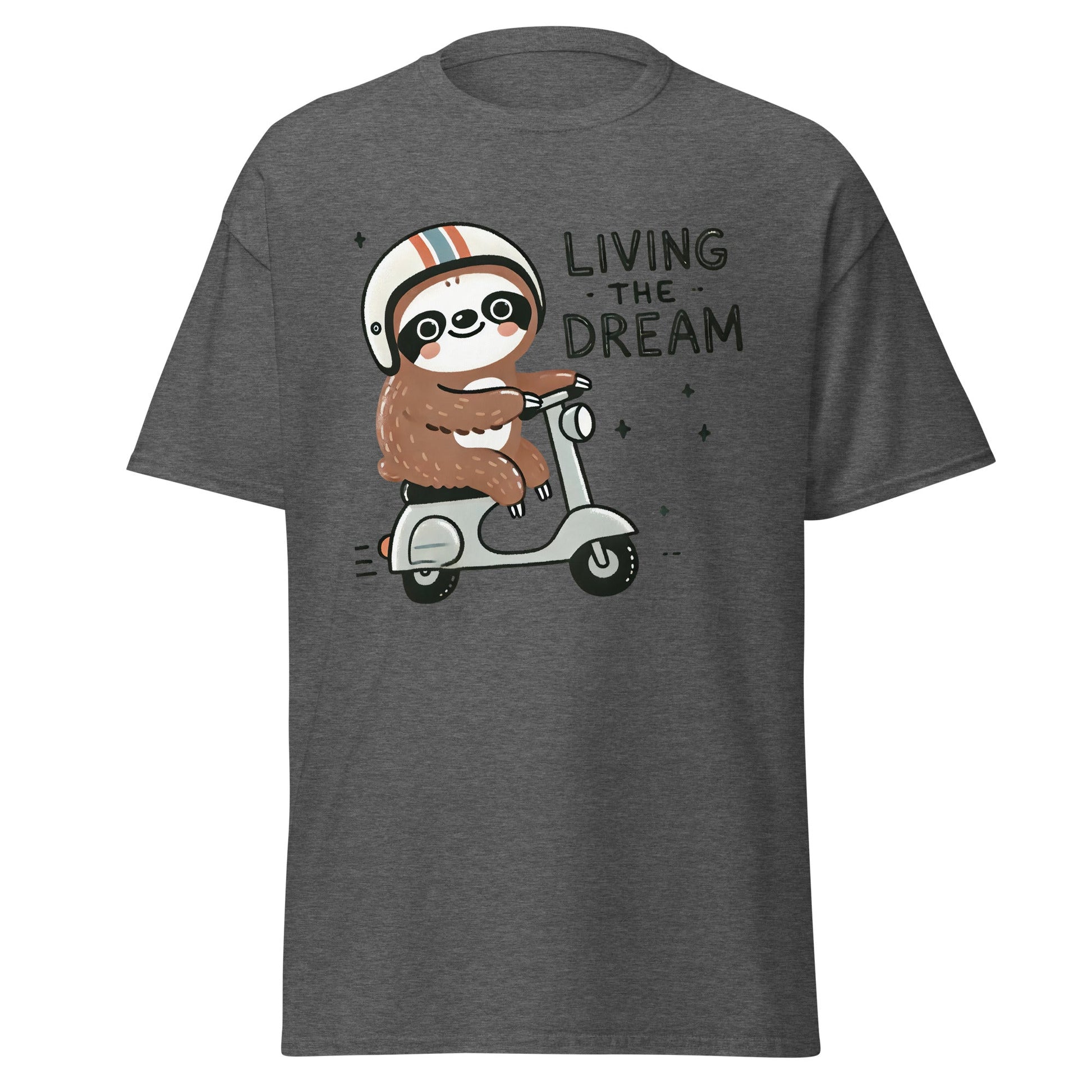 Living the Dream | Sloth T-Shirt - Dark Heather - T-Shirts Online