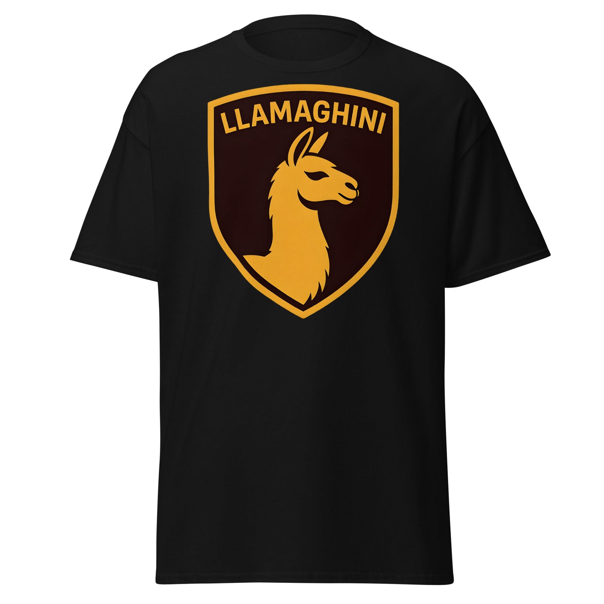 Llamaghini Funny Parody T-Shirt | Luxury Llama Car Tee - Black - T-Shirts Online
