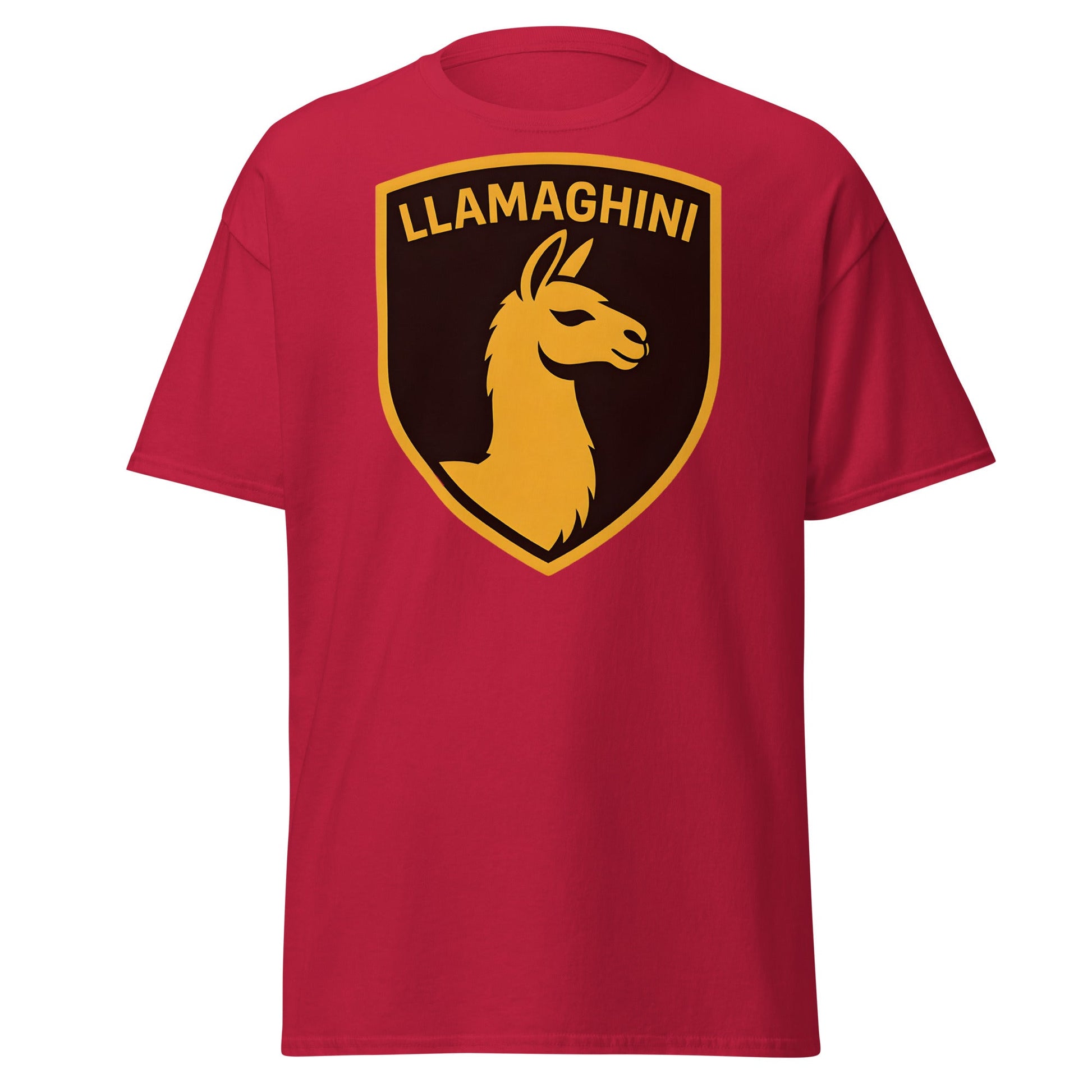 Llamaghini Funny Parody T-Shirt | Luxury Llama Car Tee - Cardinal - T-Shirts Online