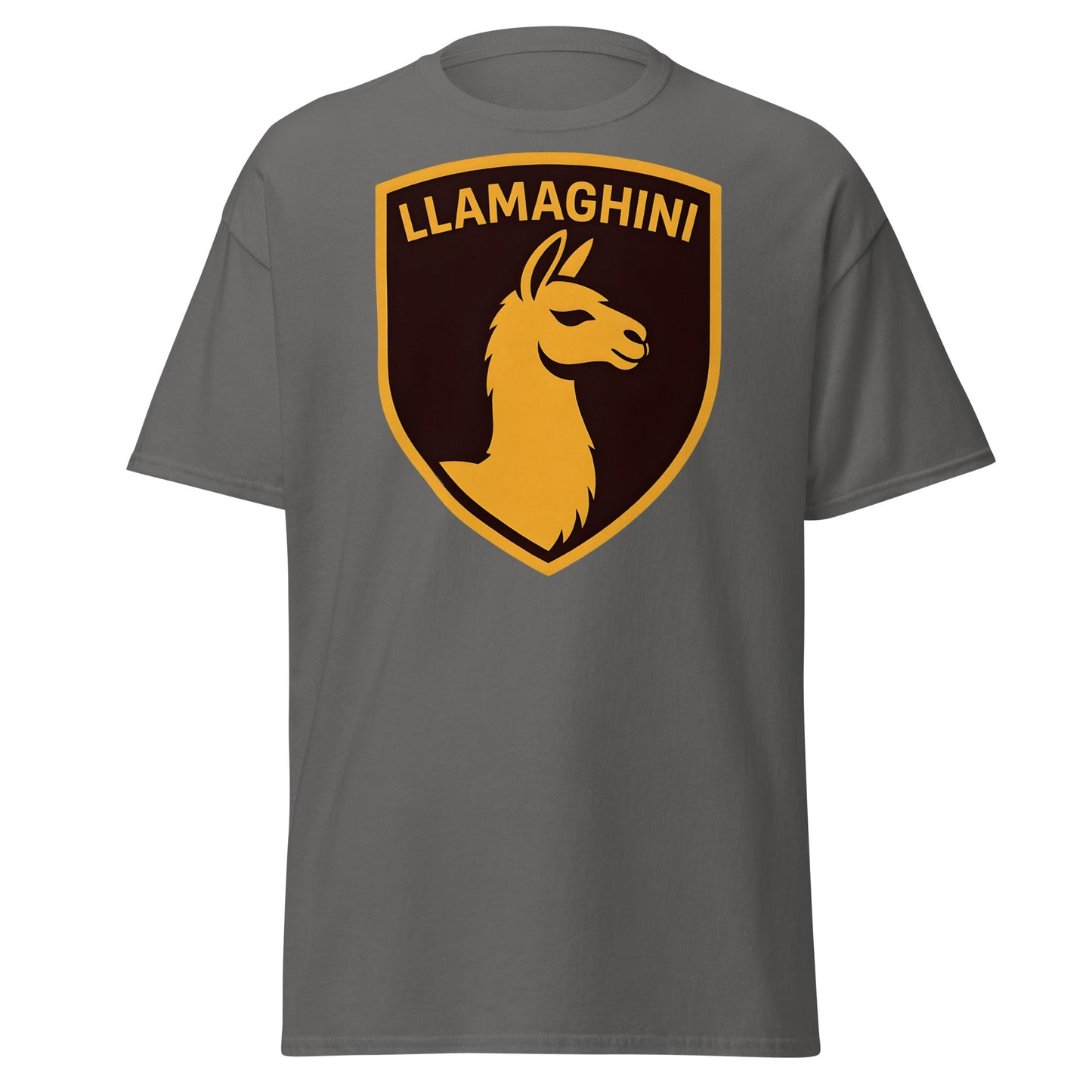 Llamaghini Funny Parody T-Shirt | Luxury Llama Car Tee - Charcoal - T-Shirts Online
