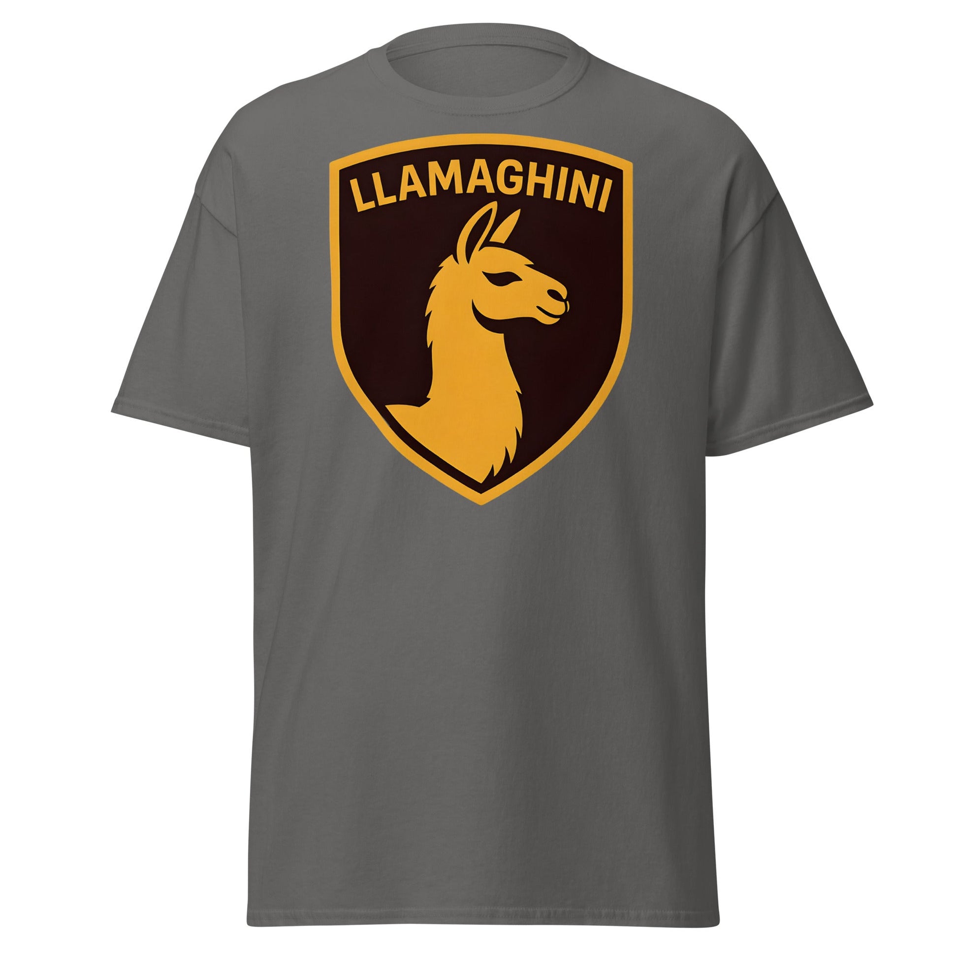 Llamaghini Funny Parody T-Shirt | Luxury Llama Car Tee - Charcoal - T-Shirts Online