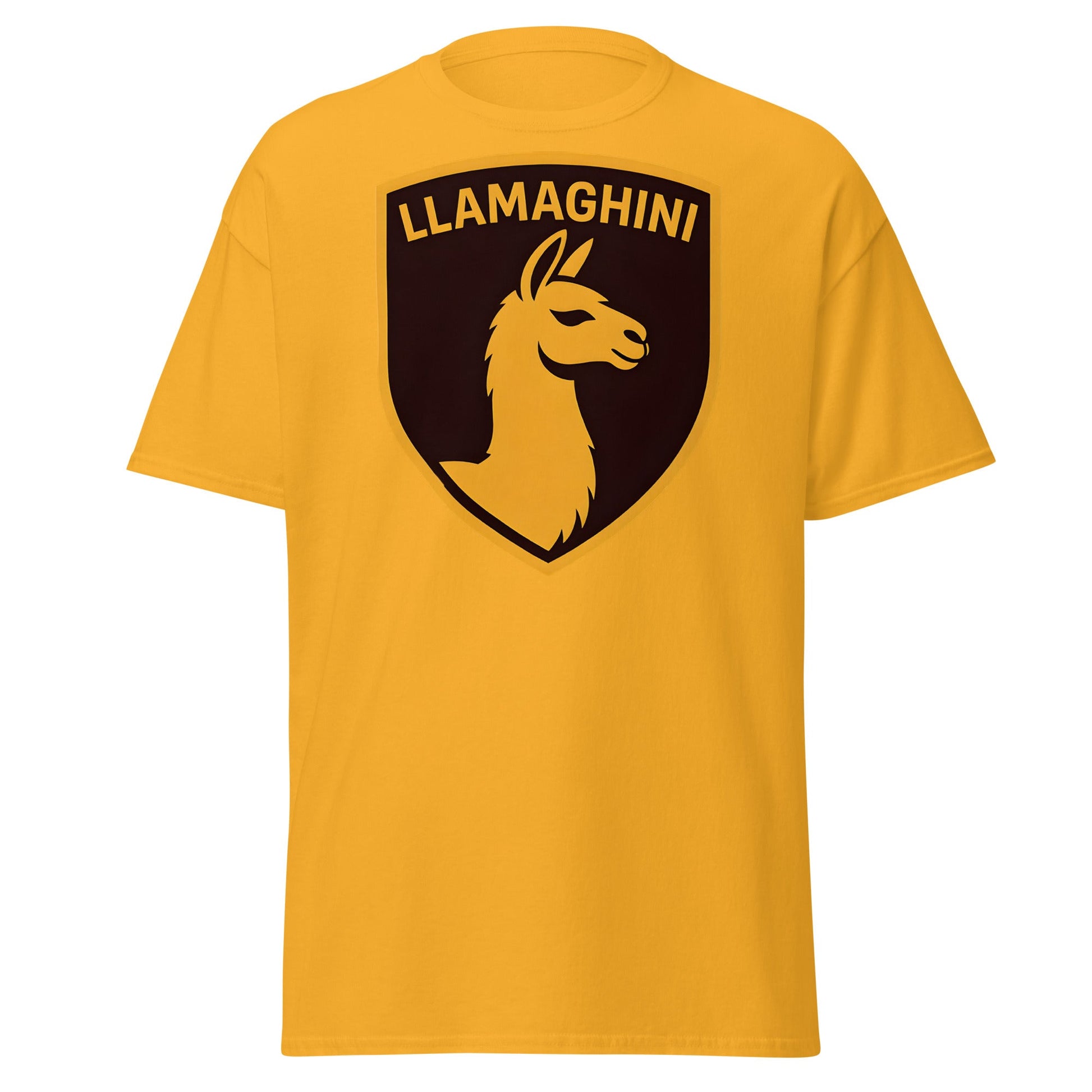 Llamaghini Funny Parody T-Shirt | Luxury Llama Car Tee - Gold - T-Shirts Online