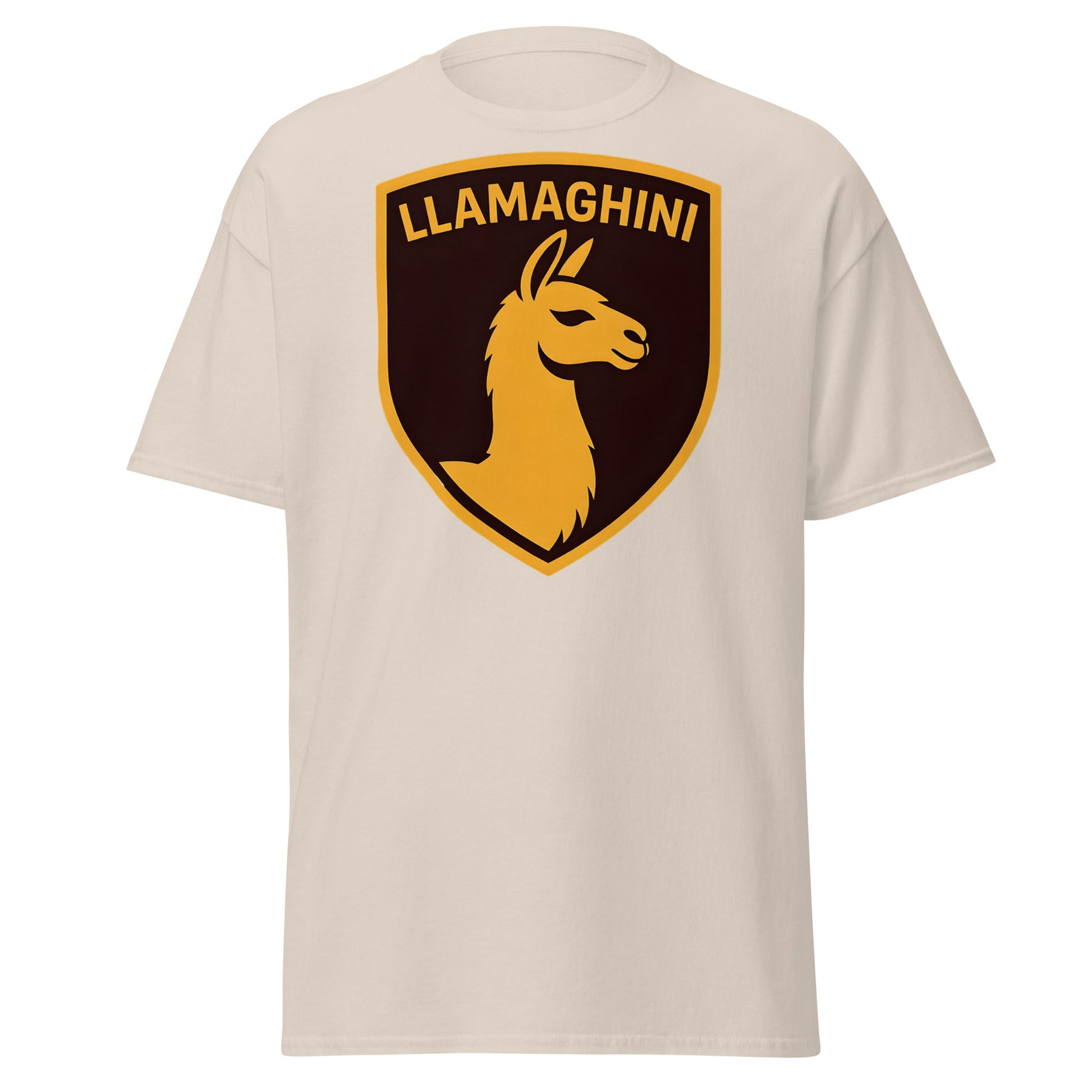 Llamaghini Funny Parody T-Shirt | Luxury Llama Car Tee - Natural - T-Shirts Online