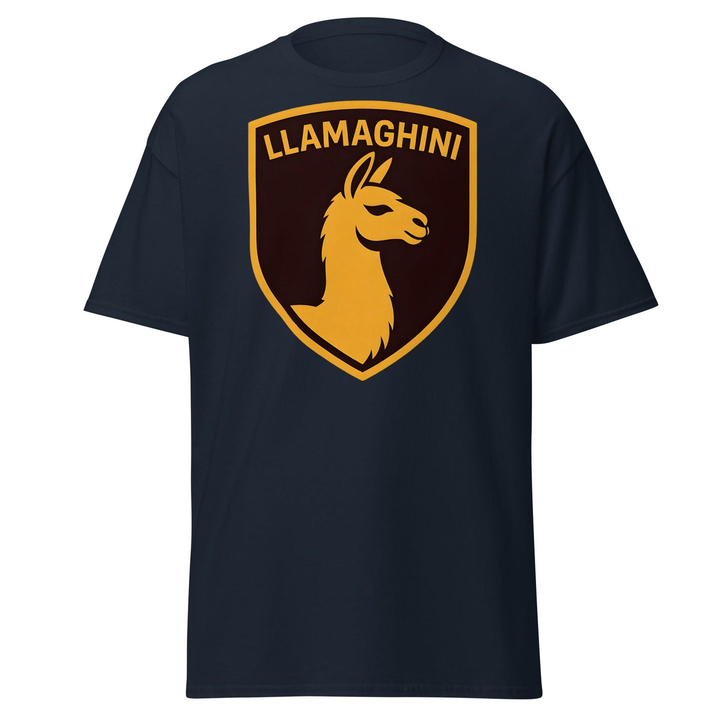 Llamaghini Funny Parody T-Shirt | Luxury Llama Car Tee - Navy - T-Shirts Online