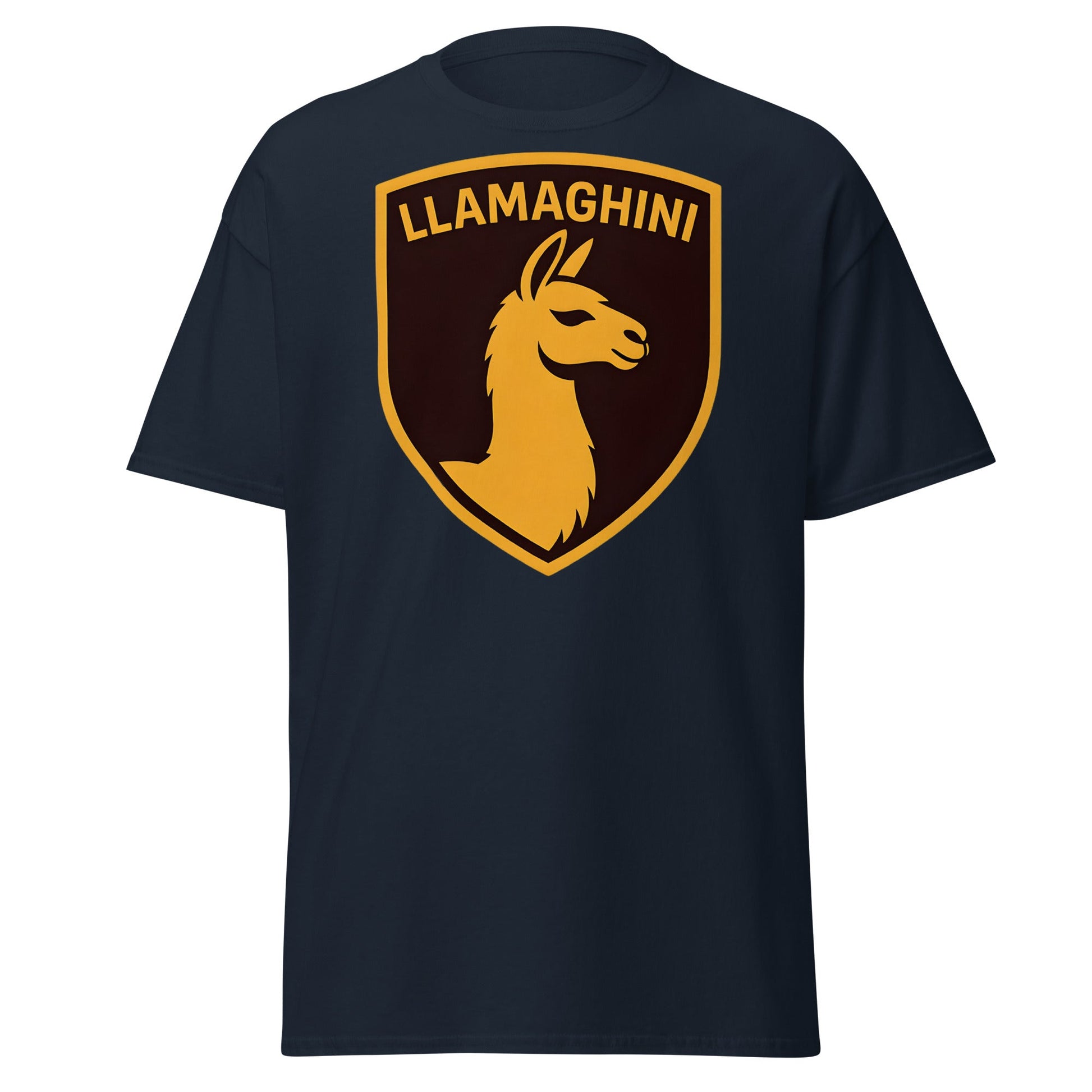 Llamaghini Funny Parody T-Shirt | Luxury Llama Car Tee - Navy - T-Shirts Online
