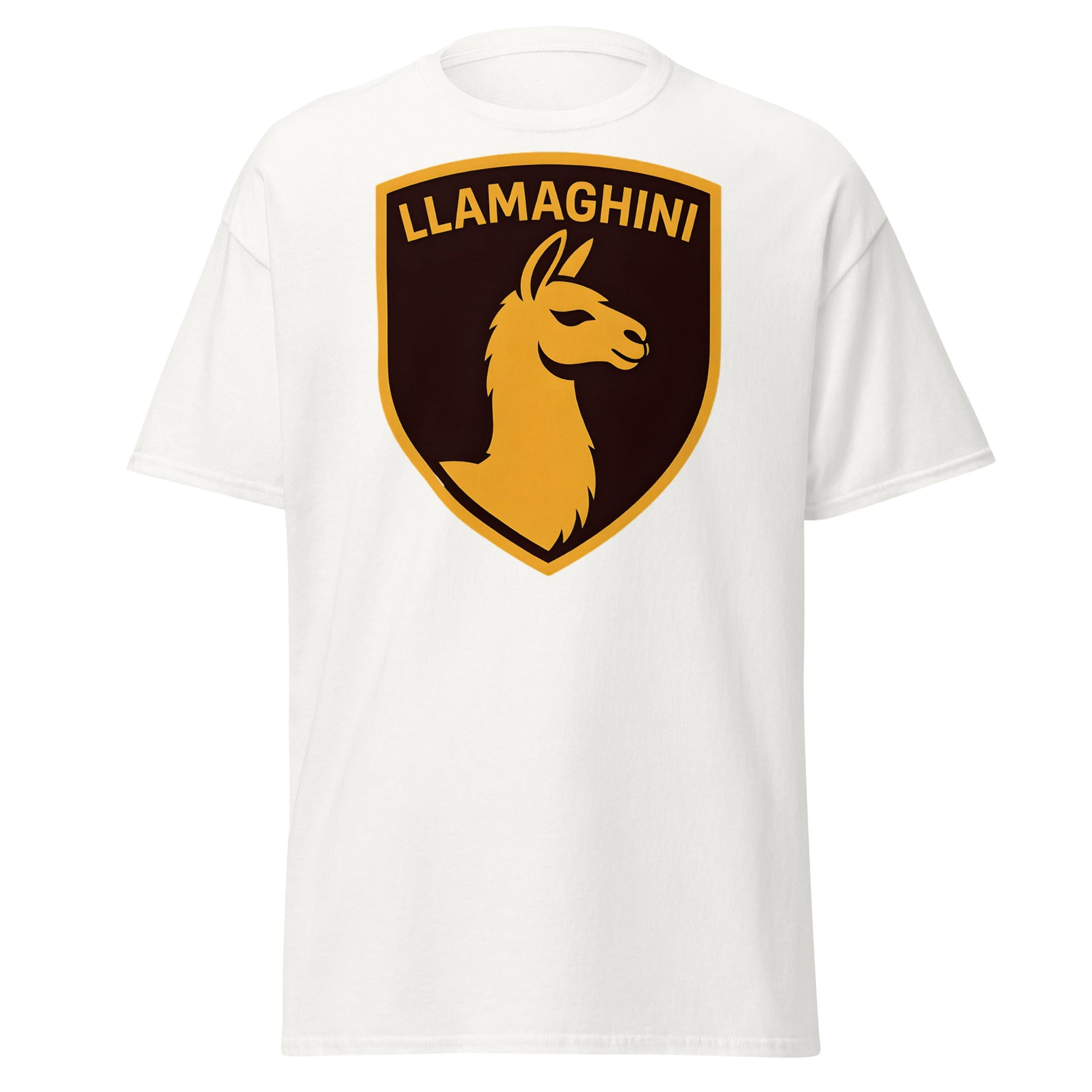 Llamaghini Funny Parody T-Shirt | Luxury Llama Car Tee - White - T-Shirts Online