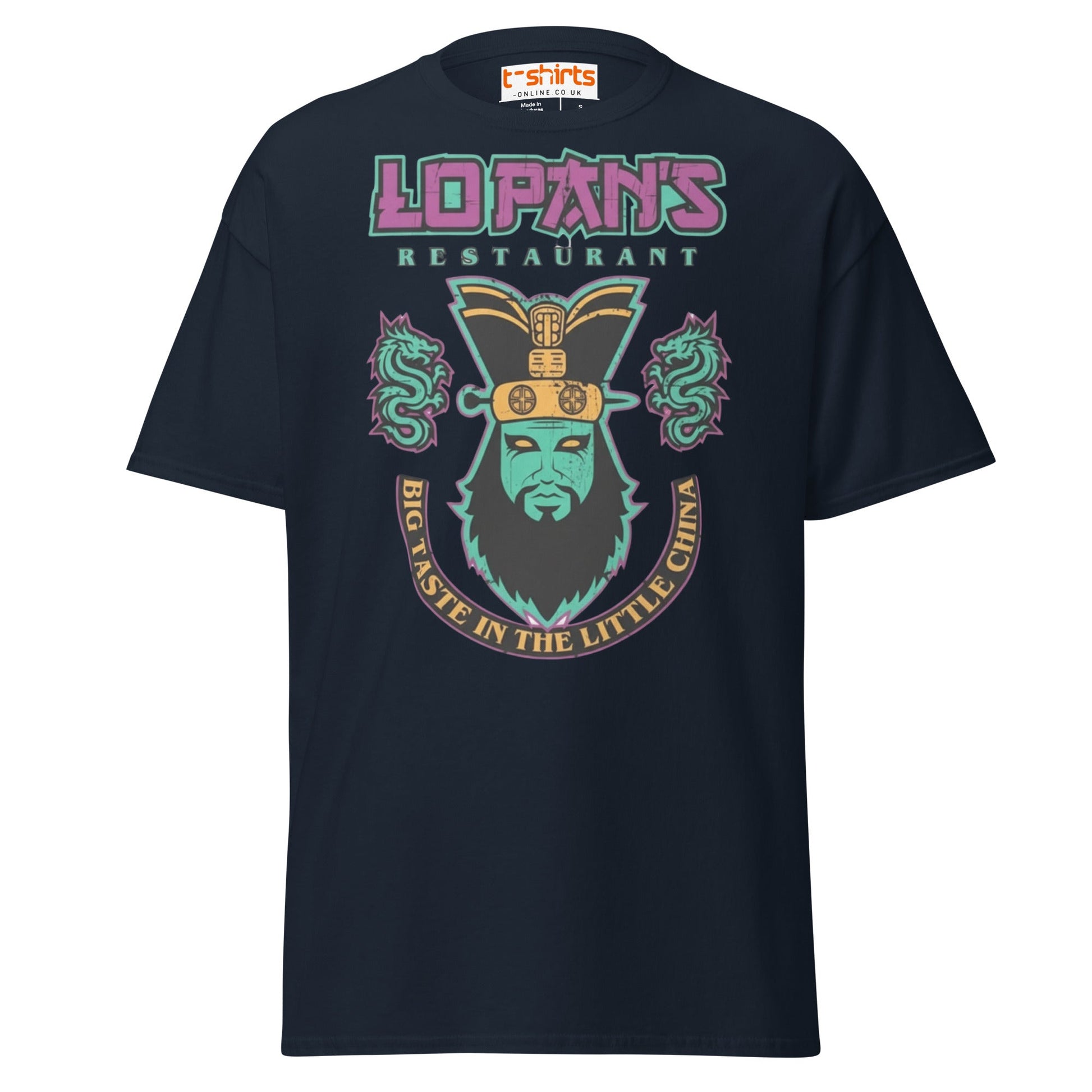 Lo Pan’s Restaurant T-Shirt | Retro Big Trouble Parody Tee - Navy - T-Shirts Online