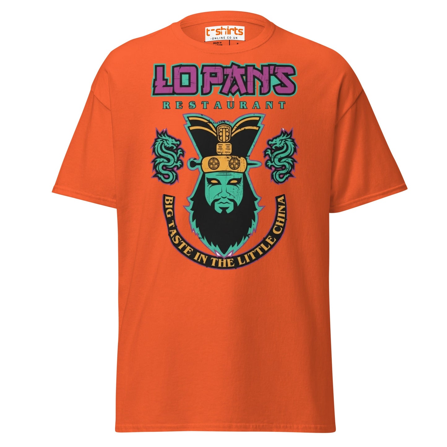 Lo Pan’s Restaurant T-Shirt | Retro Big Trouble Parody Tee - Orange - T-Shirts Online