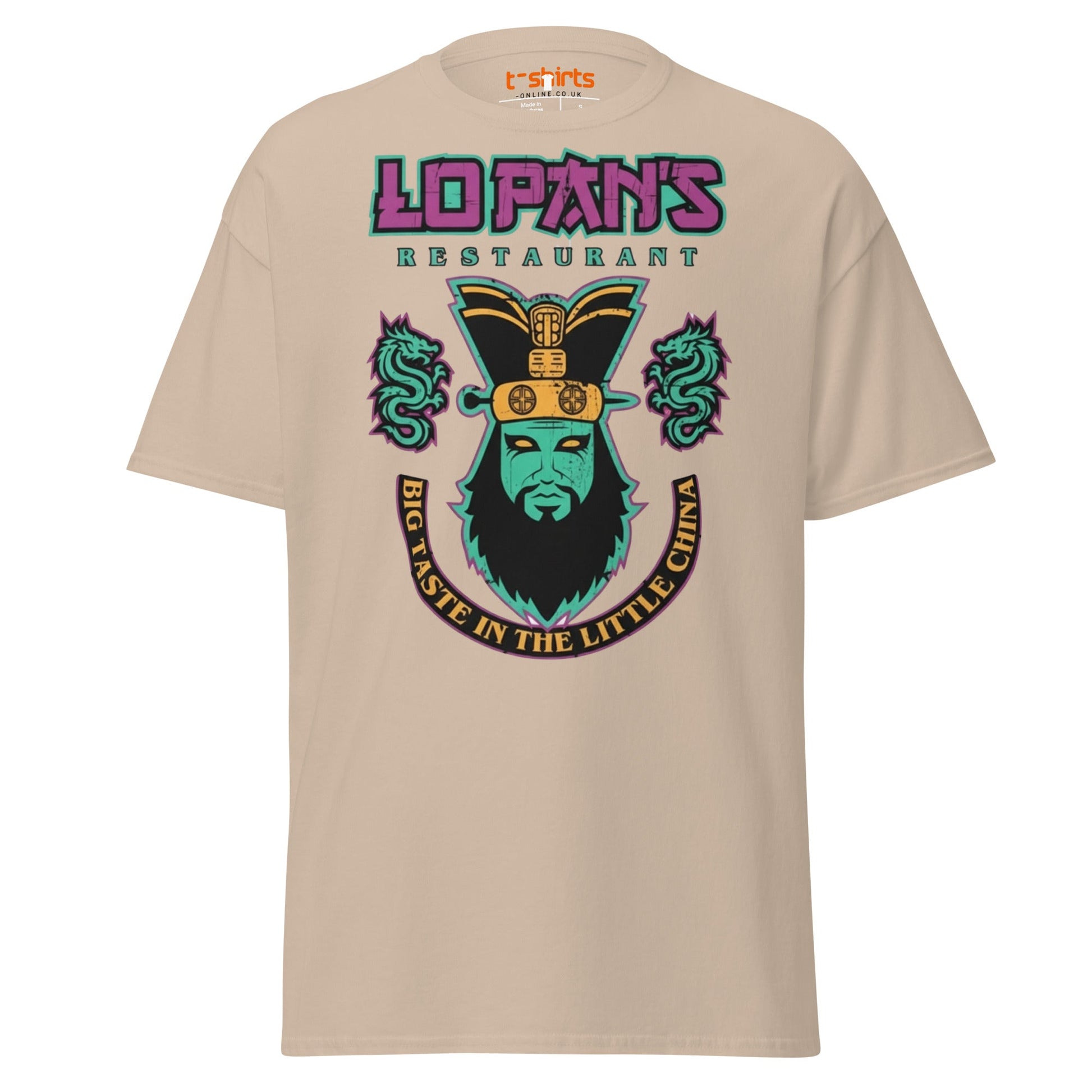 Lo Pan’s Restaurant T-Shirt | Retro Big Trouble Parody Tee - Sand - T-Shirts Online