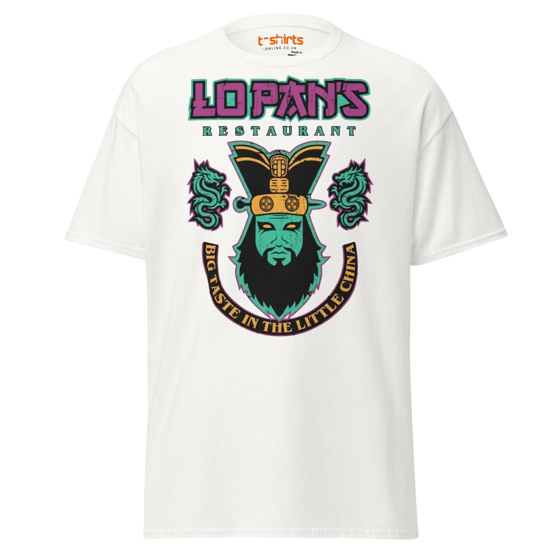 Lo Pan’s Restaurant T-Shirt | Retro Big Trouble Parody Tee - White - T-Shirts Online