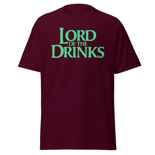 Lord of the Drinks T-Shirt | Funny Fantasy Parody Tee - Maroon - T-Shirts Online