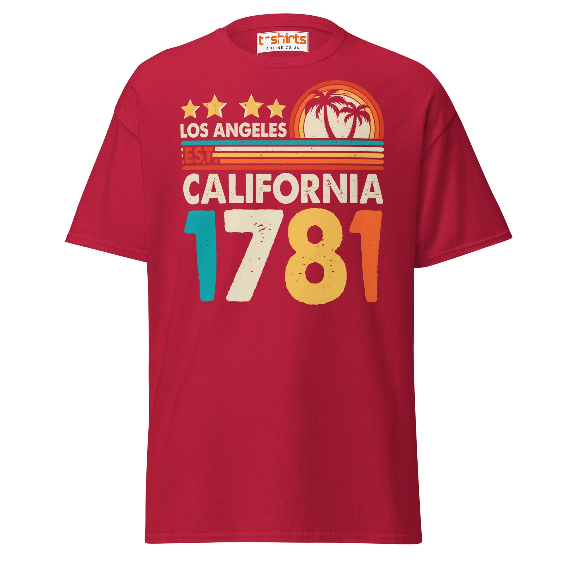 Los Angeles California 1781 T-Shirt – Retro Vintage Tee - Cardinal - T-Shirts Online