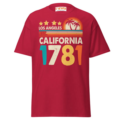 Los Angeles California 1781 T-Shirt – Retro Vintage Tee - Cardinal - T-Shirts Online