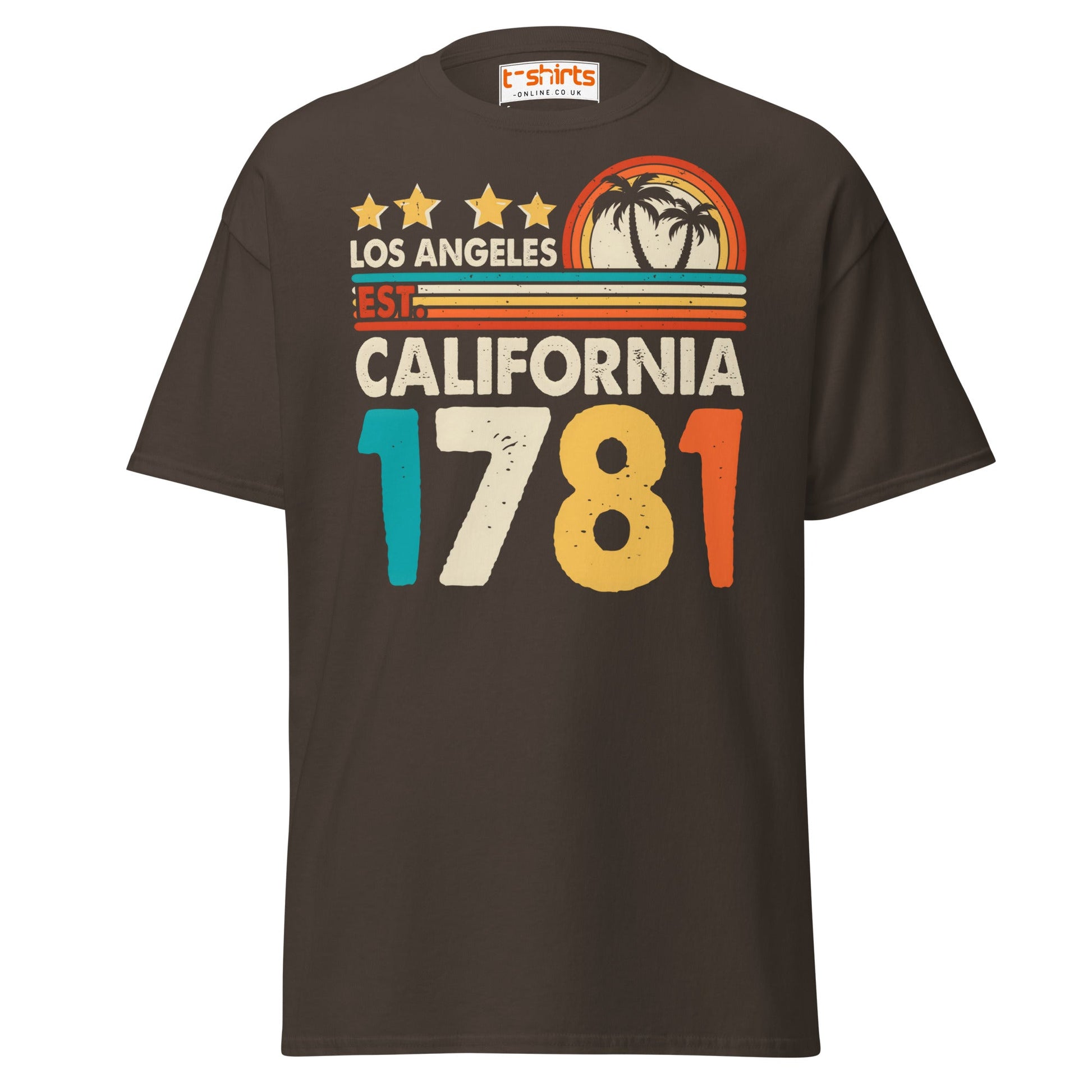 Los Angeles California 1781 T-Shirt – Retro Vintage Tee - Dark Chocolate - T-Shirts Online