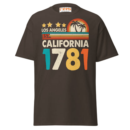 Los Angeles California 1781 T-Shirt – Retro Vintage Tee - Dark Chocolate - T-Shirts Online