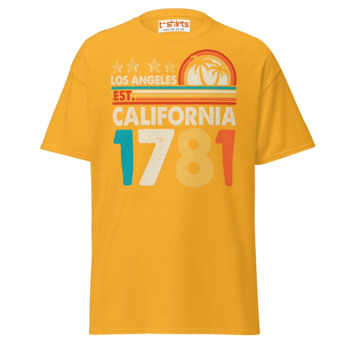 Los Angeles California 1781 T-Shirt – Retro Vintage Tee - Gold - T-Shirts Online