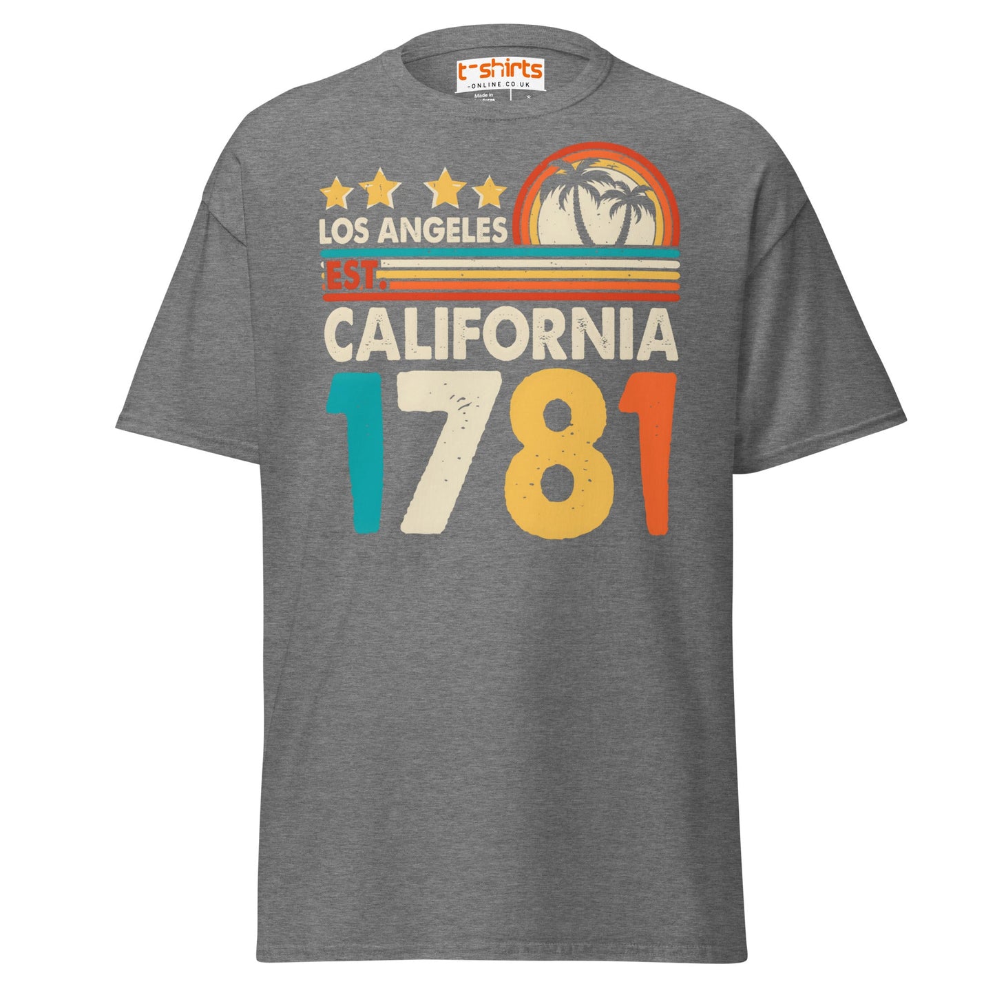 Los Angeles California 1781 T-Shirt – Retro Vintage Tee - Graphite Heather - T-Shirts Online