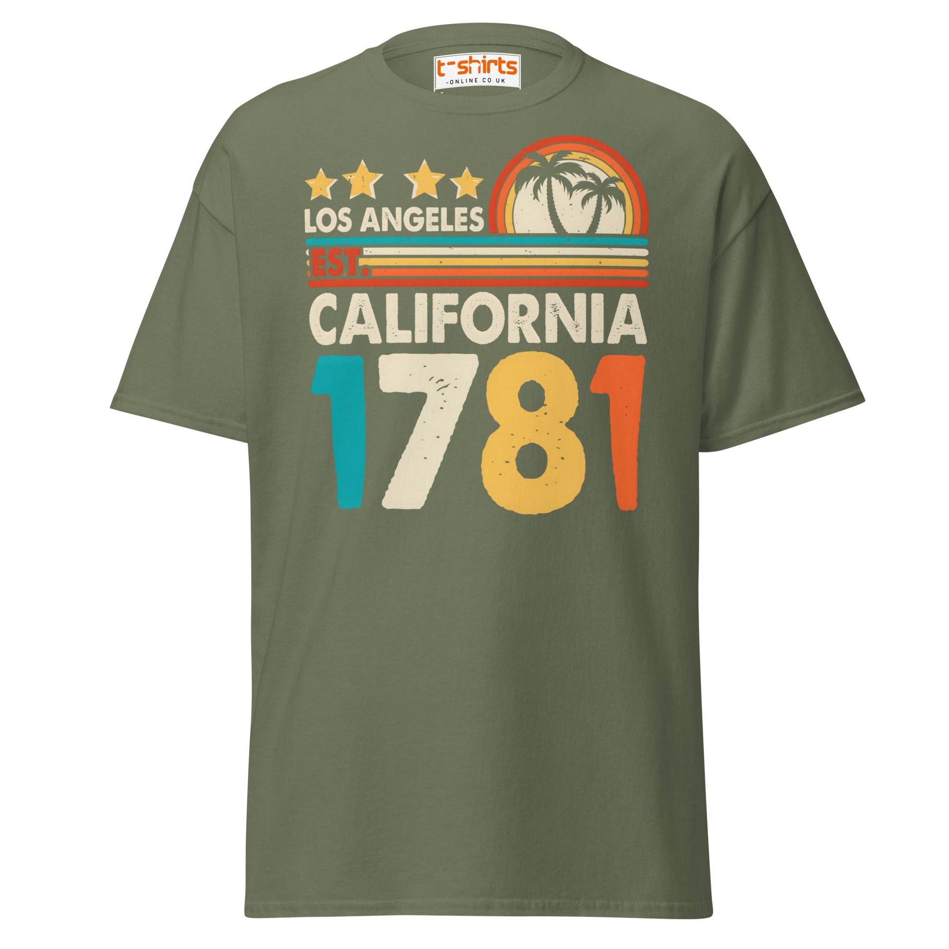 Los Angeles California 1781 T-Shirt – Retro Vintage Tee - Military Green - T-Shirts Online
