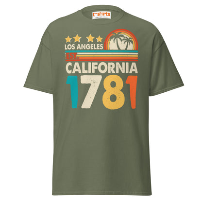 Los Angeles California 1781 T-Shirt – Retro Vintage Tee - Military Green - T-Shirts Online