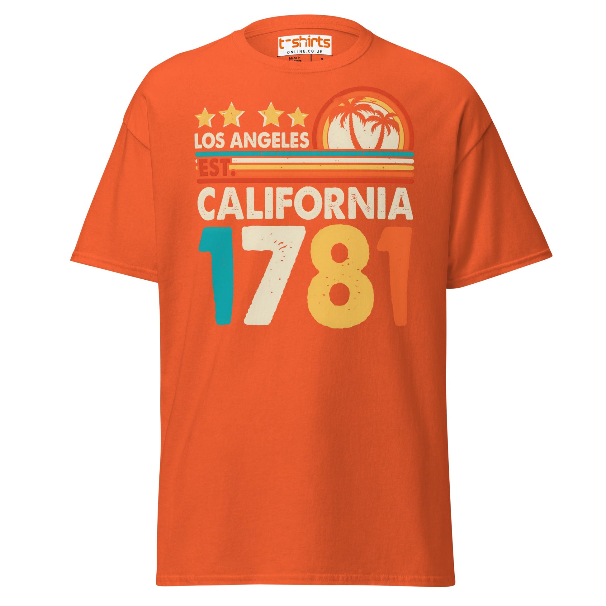 Los Angeles California 1781 T-Shirt – Retro Vintage Tee - Orange - T-Shirts Online