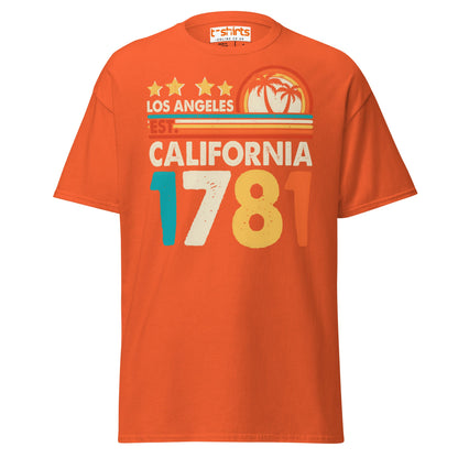 Los Angeles California 1781 T-Shirt – Retro Vintage Tee - Orange - T-Shirts Online